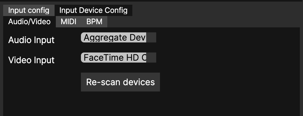 modV User Interface: Input Device Config